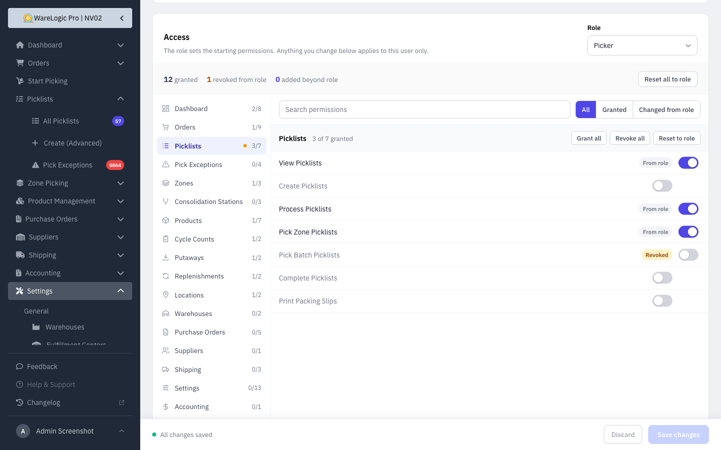 Edit User page with a revoked permission