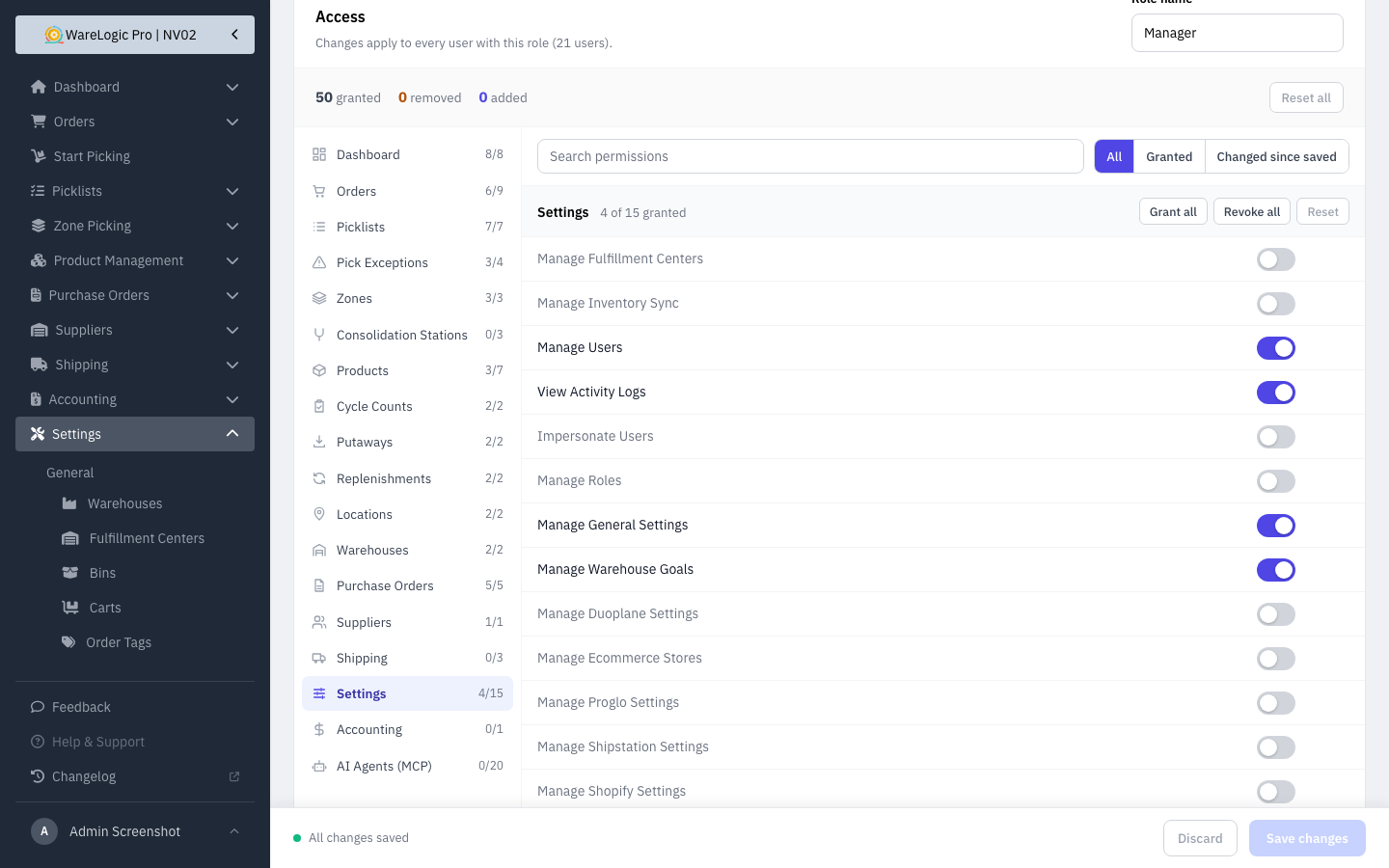 View activity logs permission